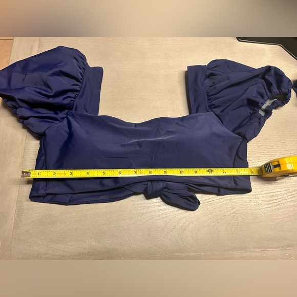 Women High Waisted 2 Piece Swimsuits Puff Sleeve Top with Bikini Bottom Strappy - Picture 11 of 13